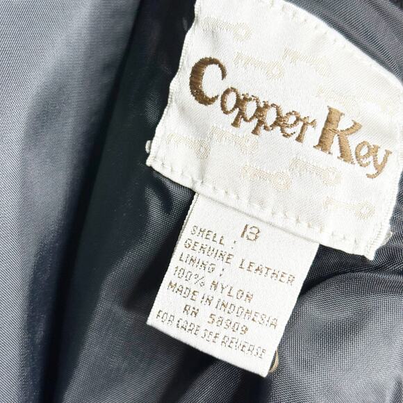 80s Black Suede Midi Skirt Size M Vintage Copper Key Classic Boho Western - Picture 8 of 11